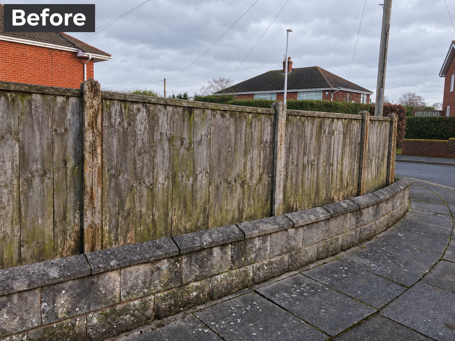 Illustrative Before Image of Derelict Fence in Heswall