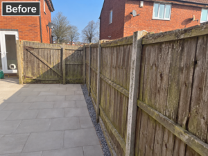 Illustration of older garden fencing in Greasby before replacement